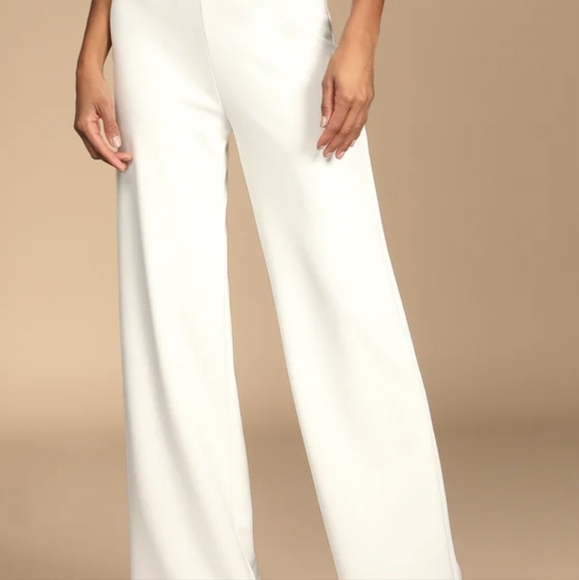 Lulu's Only Tonight Ivory Two-Piece Wide-Leg Jumpsuit Large - Picture 6 of 11